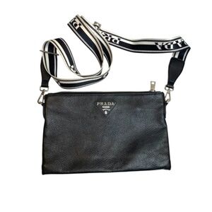 Black pebble Leather Cross body Purse